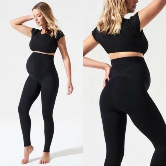 NWT BLANQI EVERYDAY Maternity Belly Support Leggings in Black Sz L - Picture 1 of 10